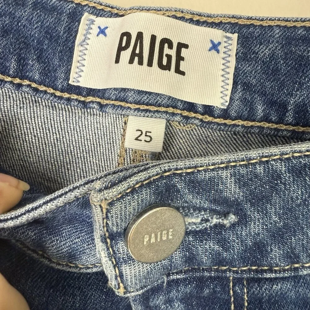 Anthropolgie Paige Cropped Jean Women Blue Sarah Classic Slim High Rise Size 25 - Picture 7 of 11